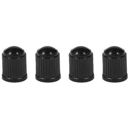 4 zwarte plastic ventieldoppen hoge kwaliteit voor op Schräder ventielen van autobanden, caravan banden en aanhangwagen wielen