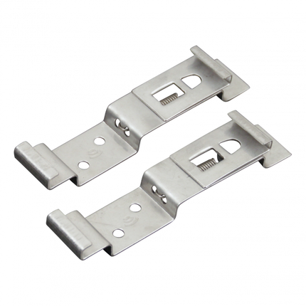 2 stuks nummerplaatklemmen met veer in RVS om te bevestigen op de aanhangwagen