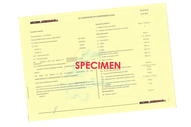 COC-attest - duplicaat - Weytens-Intertrailer - MTM 750KG