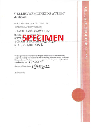 Gelijkvormigheidsattest - PVG - Weytens-Intertrailer - MTM 751-3500KG