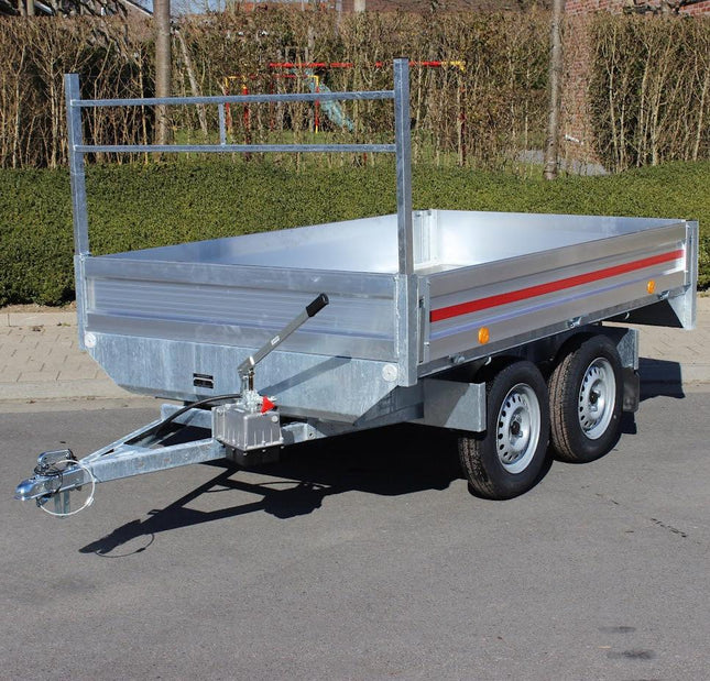 Dubbelas kipper remork merk VDM Trailers met handpomp OMFB