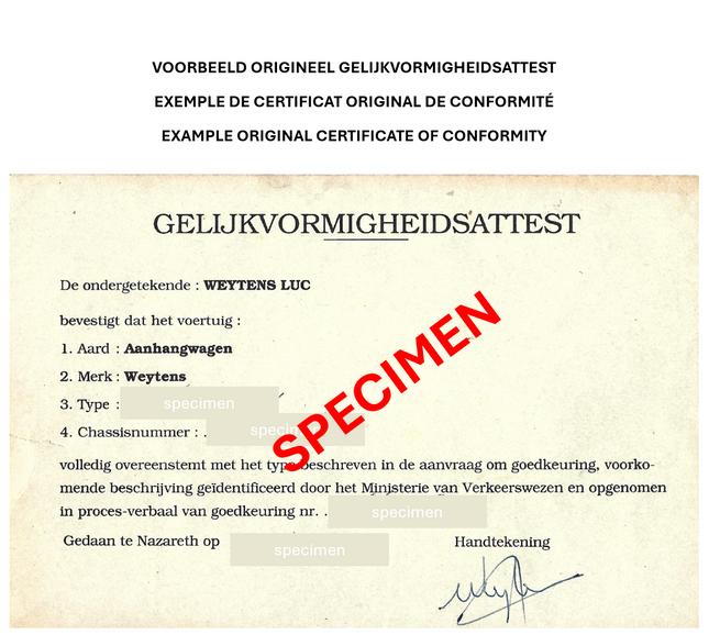 Gelijkvormigheidsattest - PVG - Weytens-Intertrailer - MTM 751-3500KG