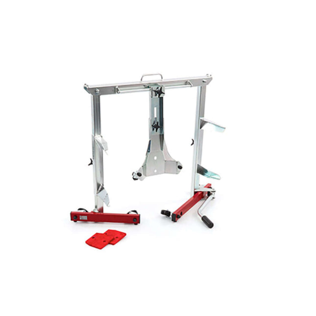 U-turn motor mover van Acebikes opgeklapt en opgeborgen systeem voor de moto