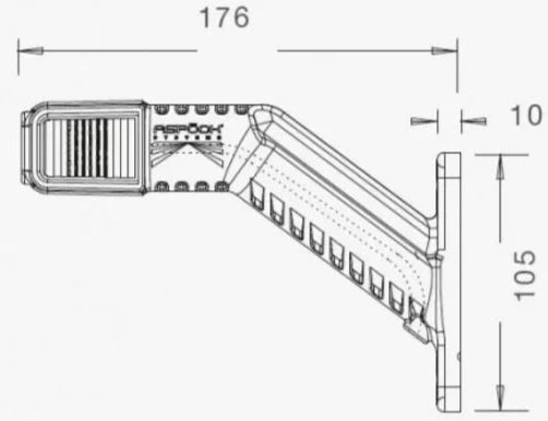 Afmetingen van de Aspöck Superpoint 4 LED lamp