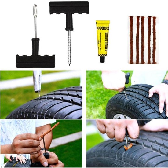Banden reparatie set - tubeless - 9-delig - voor aanhangwagens en auto’s