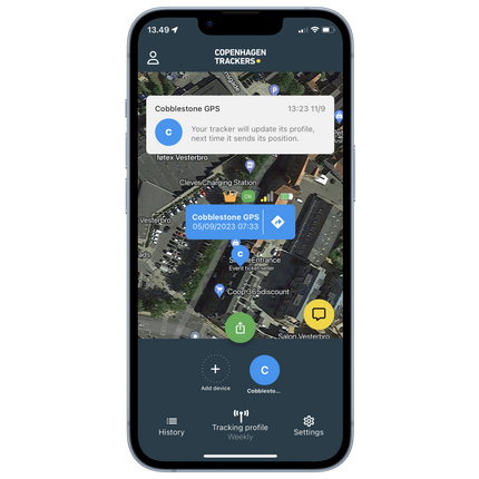 Gemstone GPS Tracker localize position with Android app