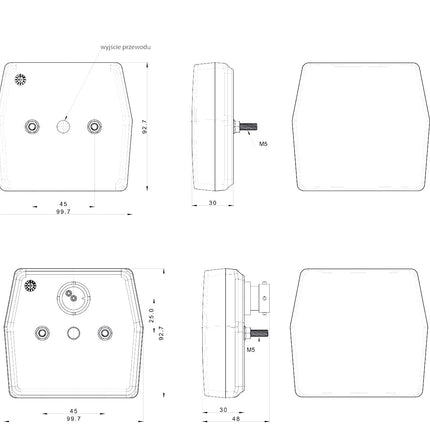 Reversing light - LED - 12V - with DC cable