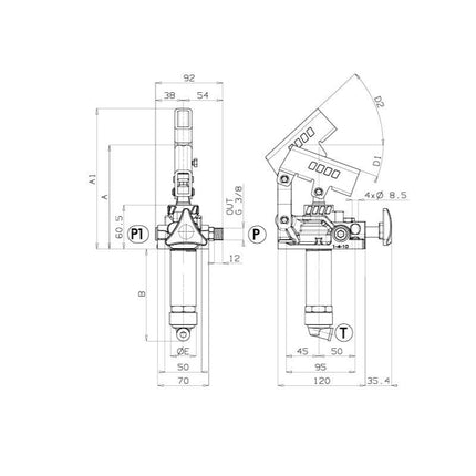 OMFB handpomp FULCRO 12-25-45 technische tekening