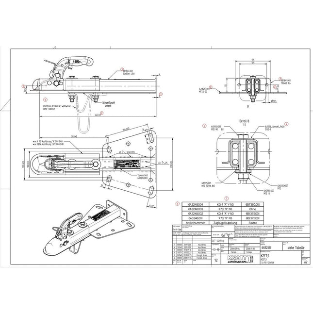 Kogelkoppeling - KZE7,5 - met flensplaat - 750 KG