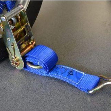 Lashing strap for car transporter - Y-model - 200cm - 50mm - with ratchet - BLUE