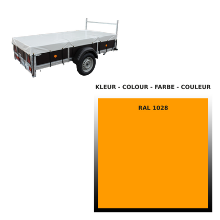 Hoes - 680g/m² - kies je kleur - 310x158x70cm - voor plateau VDM Trailers - Weytens Meloengeel - RAL 1028