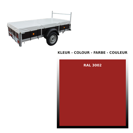 Hoes - 680g/m² - kies je kleur - 310x158x70cm - voor plateau VDM Trailers - Weytens Karmijnrood - RAL 3002