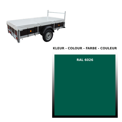 Hoes - 680g/m² - kies je kleur - 310x158x70cm - voor plateau VDM Trailers - Weytens Hollandgroen - RAL 6026