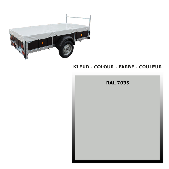 Afdekzeil - 680g/m² - lichtgrijs - 260x158cm - voor plateauwagens VDM Trailers - Weytens BOL