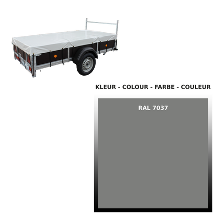 Hoes - 680g/m² - kies je kleur - 310x158x70cm - voor plateau VDM Trailers - Weytens Alugrijs - RAL 7037