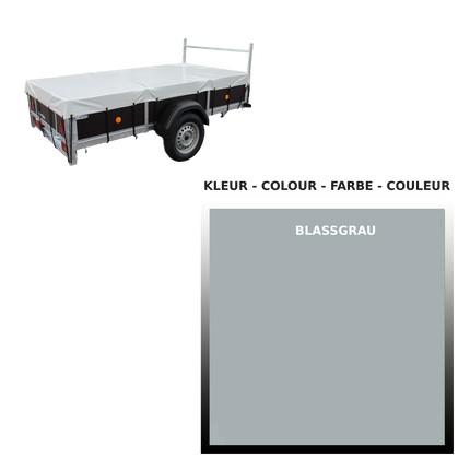 Hoes - 680g/m² - kies je kleur - 310x158x70cm - voor plateau VDM Trailers - Weytens Blaasgrijs