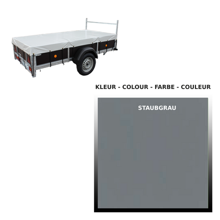 Hoes - 680g/m² - kies je kleur - 310x158x70cm - voor plateau VDM Trailers - Weytens Stofgrijs