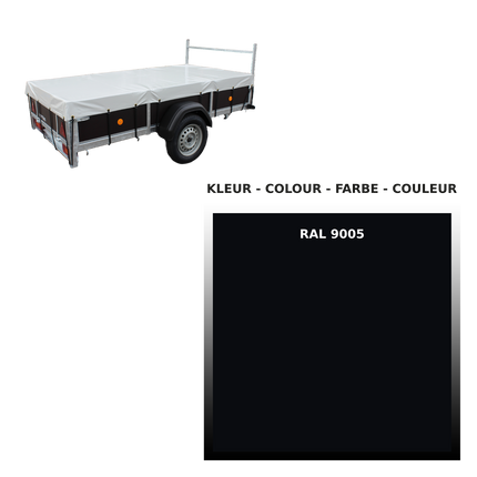Afdekzeil - 680g/m² - kies je kleur - 263x133cm - VDM Trailers - Weytens Zwart - RAL 9005