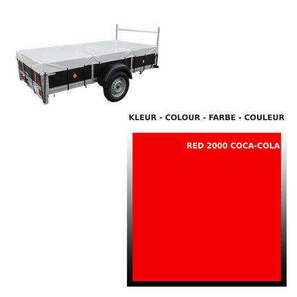 Hoes - 680g/m² - kies je kleur - 310x158x70cm - voor plateau VDM Trailers - Weytens Coca cola - Rood 2000