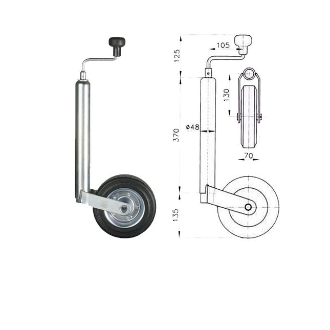 Neuswiel - Ø48mm - met klem en bouten - 150KG