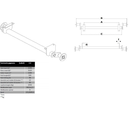 Torsieas - 1050kg - model 130cm - VDM Trailers - model 2024 (Knott)