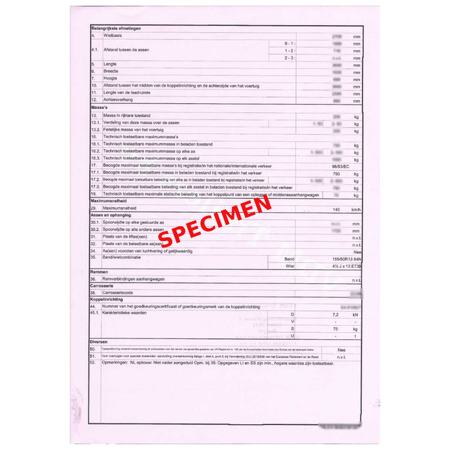 COC-attest - VDM-Trailers - MTM 750KG