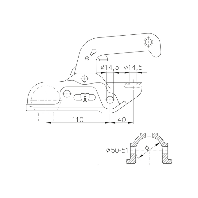 Kogelkoppeling WW30-D2 - Ø45mm/46mm - 3000 KG